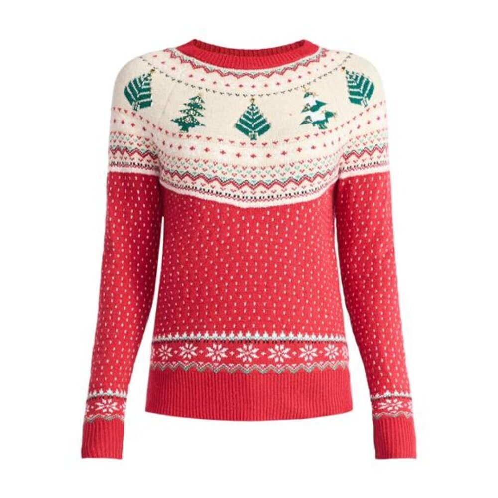 Women's & Women's Plus Pretty Christmas Sweater, Sizes XXS-4X - Picture 5 of 5